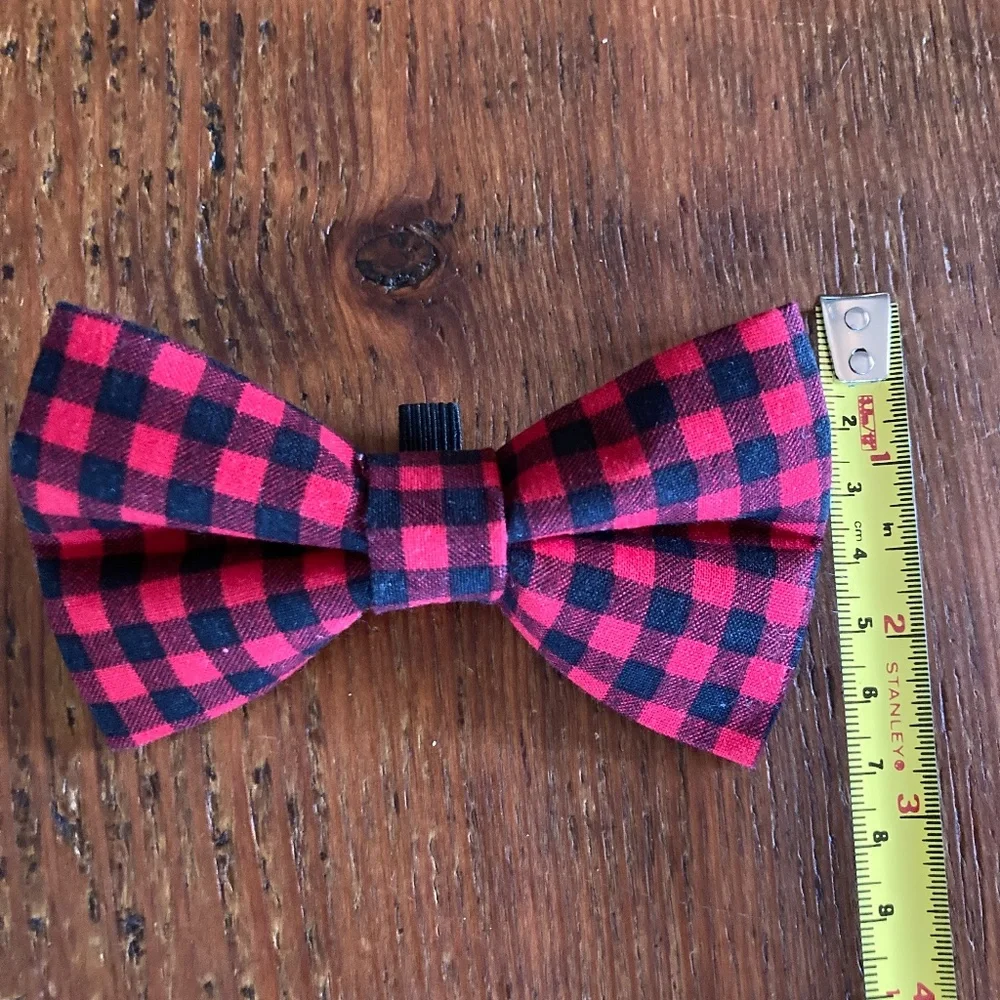 Dog or Cat Buffalo Plaid Bowtie, Black and Red